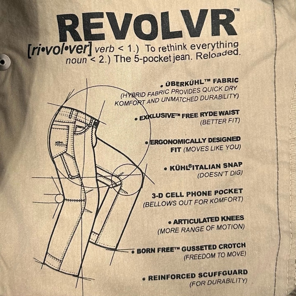 Kuhl Revolvr Pants 34x30 Vintage Patina Dye Hiking Gorpcore Pants Workwear Brown - Picture 9 of 9